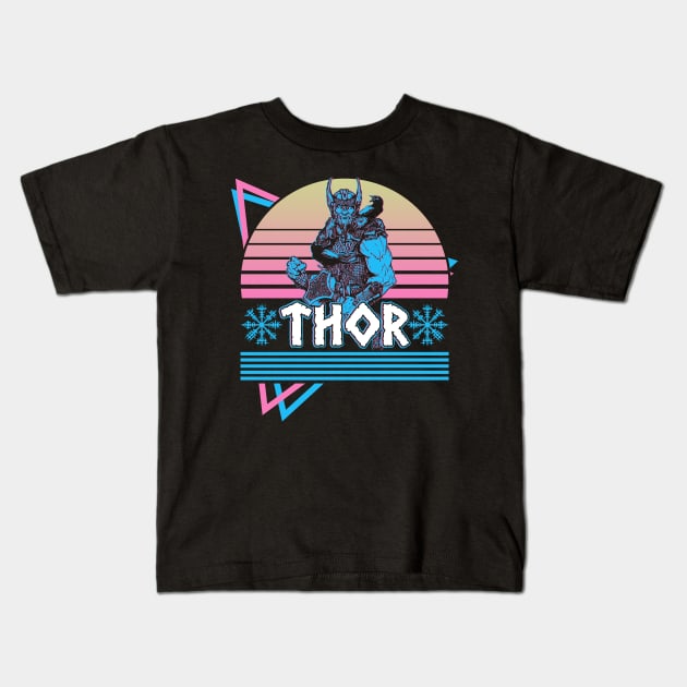 Thor Norse God Asgard Norse Mythology Retro Kids T-Shirt by Alex21